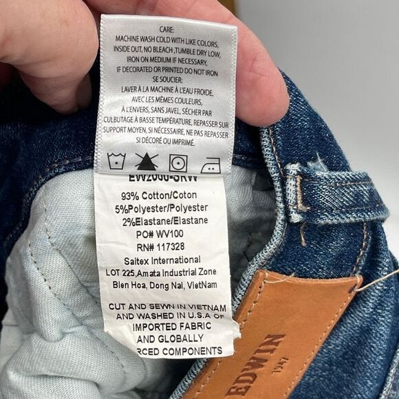 Edwin Blue Cotton Blend Stretch Pixie 9" Mid Rise Skinny Denim Jeans Size 29 - Picture 10 of 11